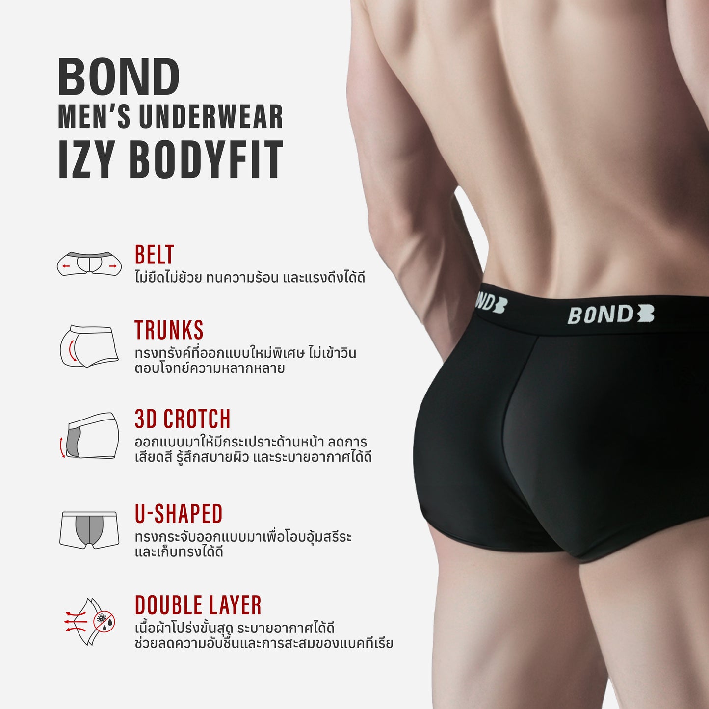 BOND MEN'S UNDERWEAR IZY BODYFIT กางเกงชั้นในผู้ชาย