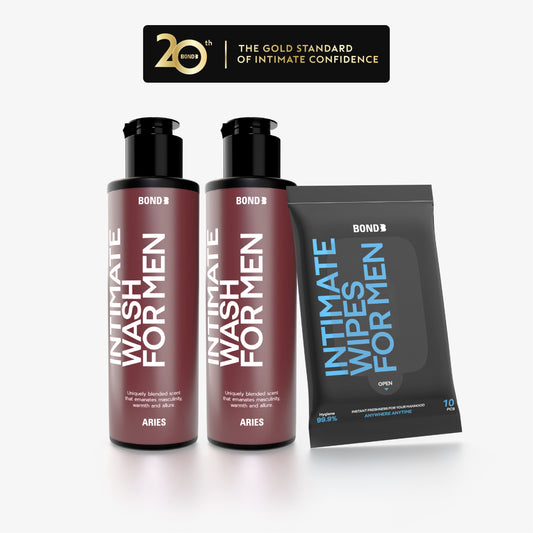 BOND Men's Intimate Wash 130 ml 2 ขวด+ BOND Men's Wipes 1 ห่อ