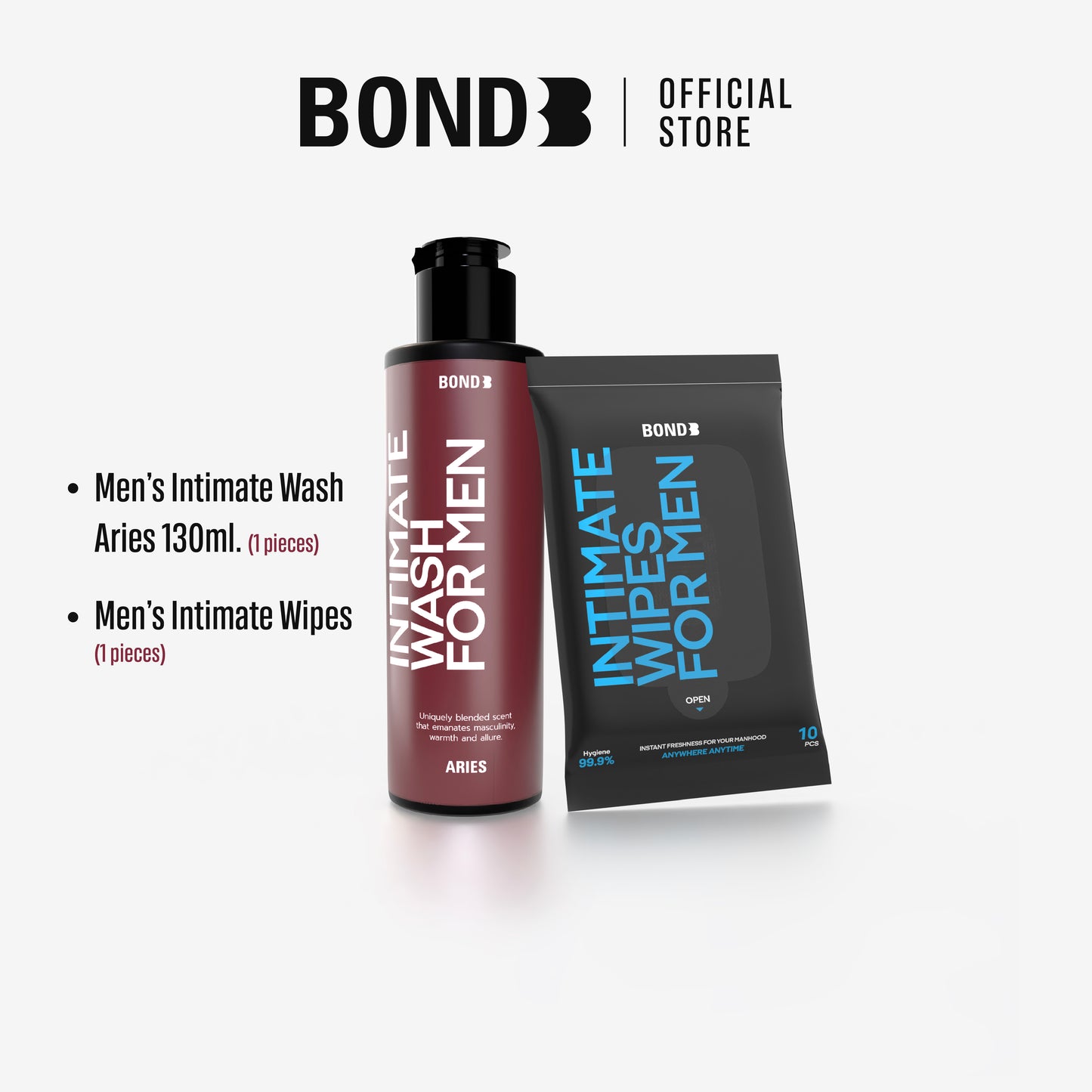 BOND Men's Intimate Wash130 ml.+ BOND Intimate Wipes 1 ห่อ