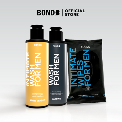 BOND Men's Intimate Wash 130 ml 2 ขวด+ BOND Men's Wipes 1 ห่อ