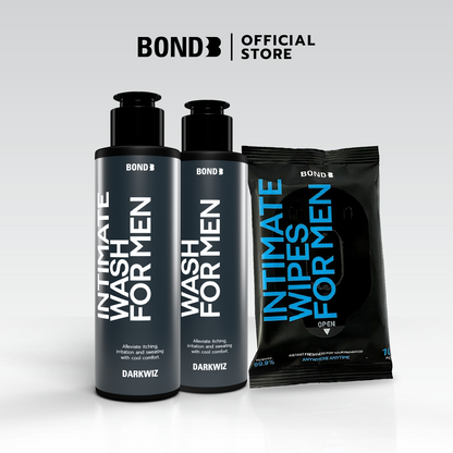 BOND Men's Intimate Wash 130 ml 2 ขวด+ BOND Men's Wipes 1 ห่อ